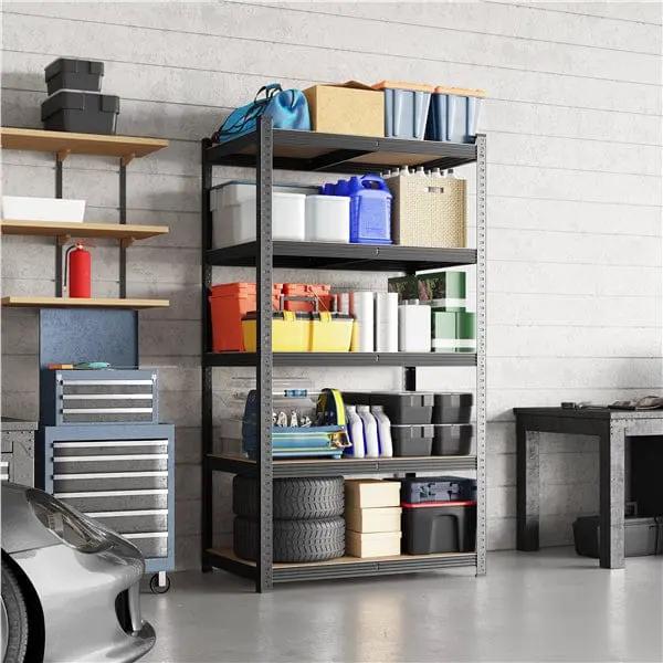 Yaheetech Five Tier Garage Shelving Unit 180cm Boltless Metal Storage Rack Yaheetech Five Tier Boltless Shelving Unit 180cm