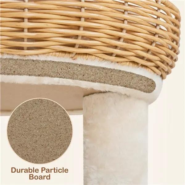 Yaheetech Yaheetech Compact Rattan Cat Condo — Cat Tree with Condo, Top Basket & Scratching Post Yaheetech Compact Rattan Cat Condo — Cat Tree with Condo, Top Basket & Scratching Post