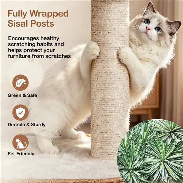 Yaheetech Yaheetech Rattan Cat Tree — Two-Tier Cat Tower with Woven Basket Perch, Condo & Dangling Ball Toy Yaheetech Rattan Cat Tree — Two-Tier Cat Tower with Woven Basket Perch, Condo & Dangling Ball Toy