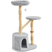 Yaheetech 104 cm Cat Tree with Pear Wood Posts and Jute Scratching Surface 104 cm Cat Tree with Pear Wood Posts and Jute Scratching Surface
