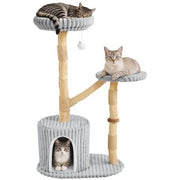 Yaheetech 104 cm Cat Tree with Pear Wood Posts and Jute Scratching Surface 104 cm Cat Tree with Pear Wood Posts and Jute Scratching Surface