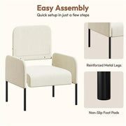 Yaheetech Beige Corduroy Armchair With Removable Back Pillow And Black Metal Legs Beige Corduroy Armchair With Removable Pillow
