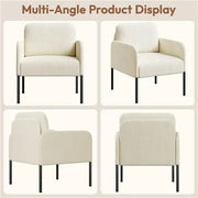 Yaheetech Beige Corduroy Armchair With Removable Back Pillow And Black Metal Legs Beige Corduroy Armchair With Removable Pillow