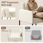Yaheetech Beige Corduroy Armchair With Removable Back Pillow And Black Metal Legs Beige Corduroy Armchair With Removable Pillow