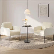 Yaheetech Beige Corduroy Armchair With Removable Back Pillow And Black Metal Legs Beige Corduroy Armchair With Removable Pillow