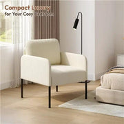 Yaheetech Beige Corduroy Armchair With Removable Back Pillow And Black Metal Legs Beige Corduroy Armchair With Removable Pillow