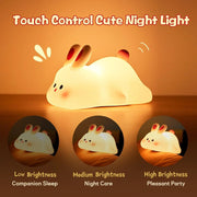 Cute LED Night Light Touch Sensor Cartoon Kid's Nightlights Big Face Rabbit Silicone Night Light Christmas Gift Bedside Lamp Home Decor by Action Outdoors Limited