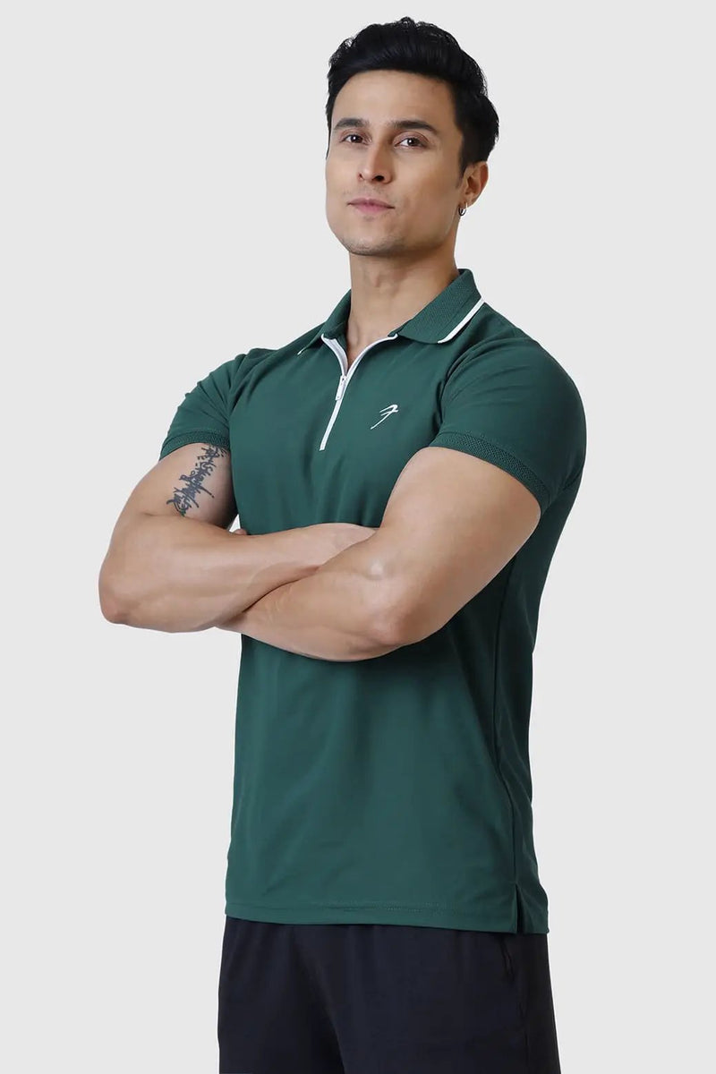 Stride Polo T-shirt Green by Fuaark Nz