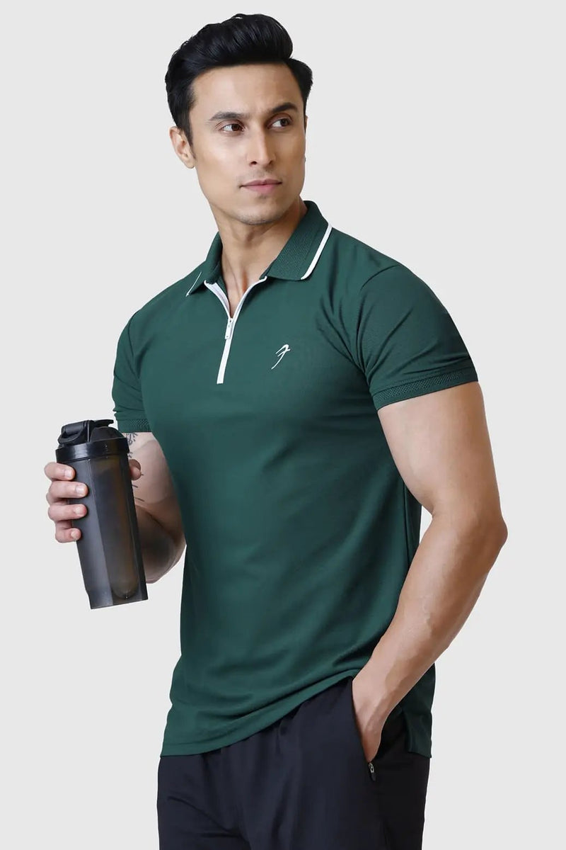 Stride Polo T-shirt Green by Fuaark Nz