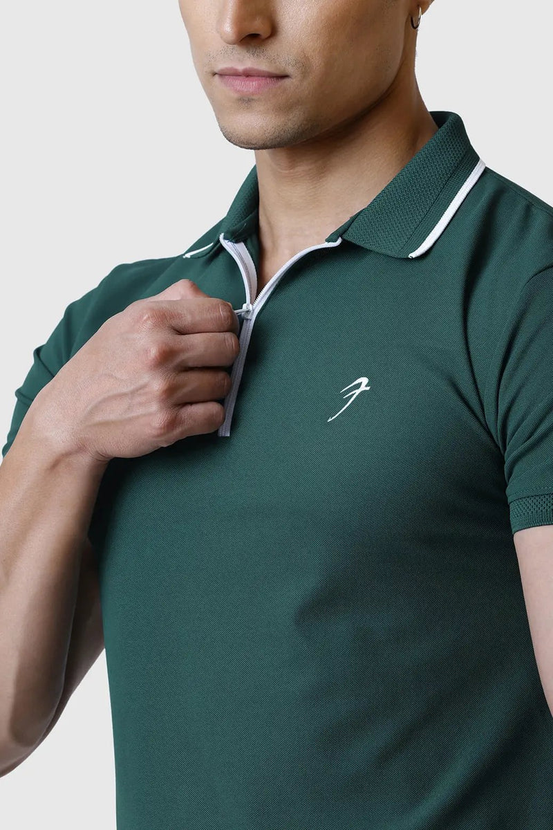 Stride Polo T-shirt Green by Fuaark Nz