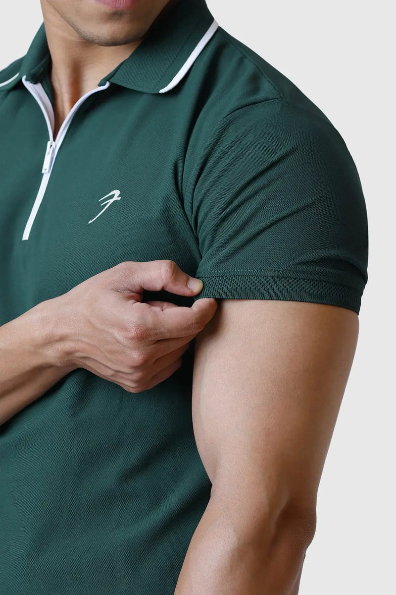Stride Polo T-shirt Green by Fuaark Nz