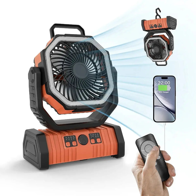 Outdoor Camping Fan with Power Bank and LED Light - Portable 3-Speed Fan by Mead's Supply & Equipment Outfitters limited
