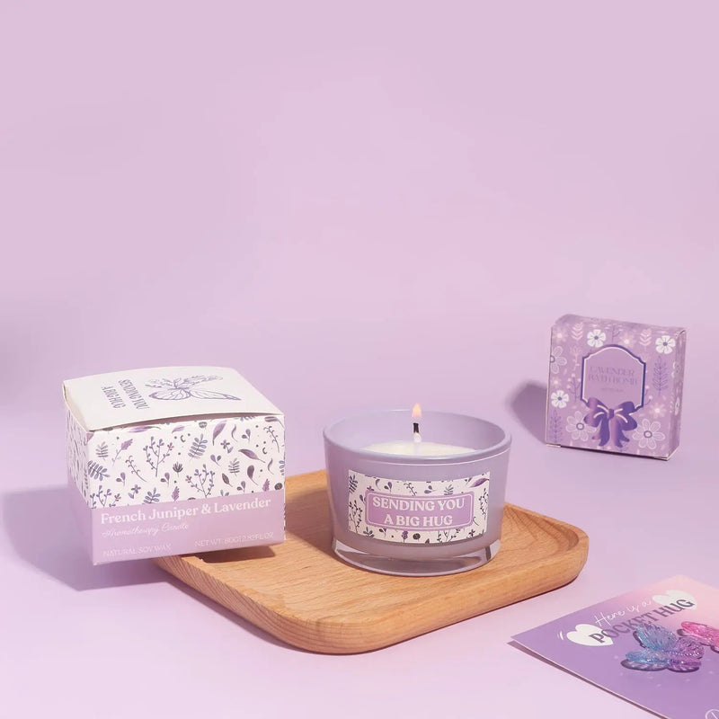 Purple Theme Aroma Candle Bath Gift Box by Poppy Gifts