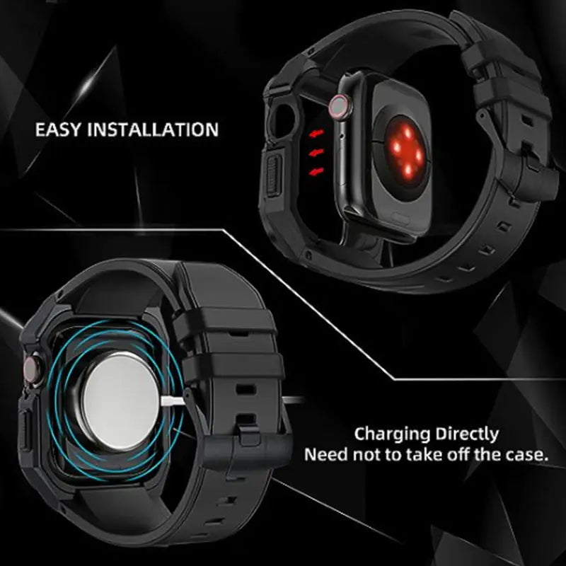 g8buynz g8buynz Stainless Case Band Compatible with Apple Watch Black Stainless Case Band Compatible with Apple Watch Black