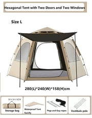 Hexagonal Camping Tent - Durable, Quick Setup JLP5467 by ECOTREK