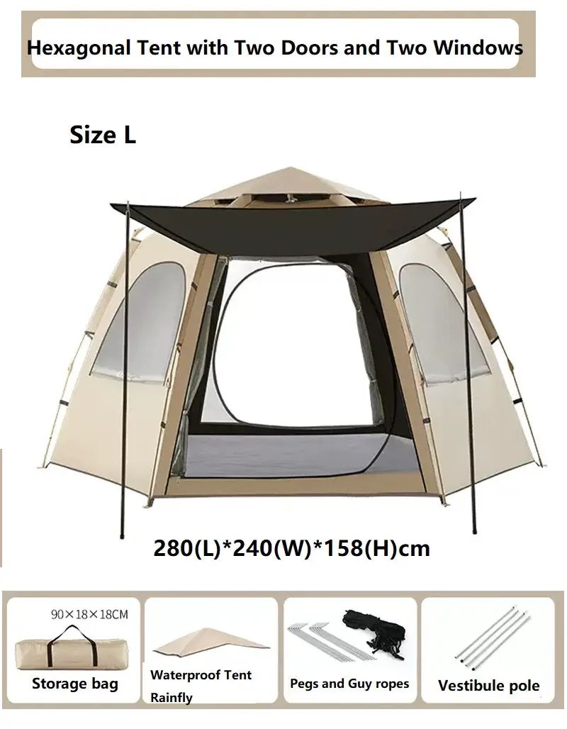 Hexagonal Camping Tent - Durable, Quick Setup JLP5467 by ECOTREK