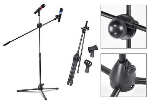 Telescopic Boom Microphone Stand Adjustable Mic Holder Tripod Two Clip 1 to 2 M by salelink.co.nz