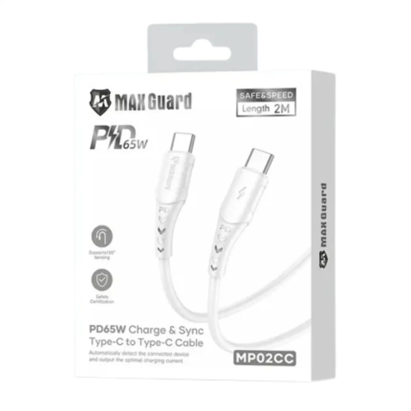 Maxguard 2m 65W Type-C to C Cable MP02CC by 9eight5