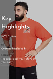 Dapper Oversized T-shirt Orange by Fuaark Nz