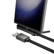 Nylon Braided Zinc Alloy Charging Cable with Metallic Kick Stand USB A to USB C by BroDeals