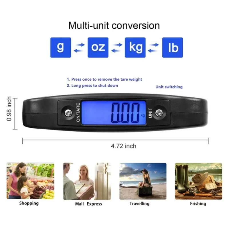 g8buynz g8buynz Portable Handheld Luggage Electronic Scale 50 kg Blue Backlight for fishing Portable Handheld Luggage Electronic Scale 50 kg Blue Backlight for fishing