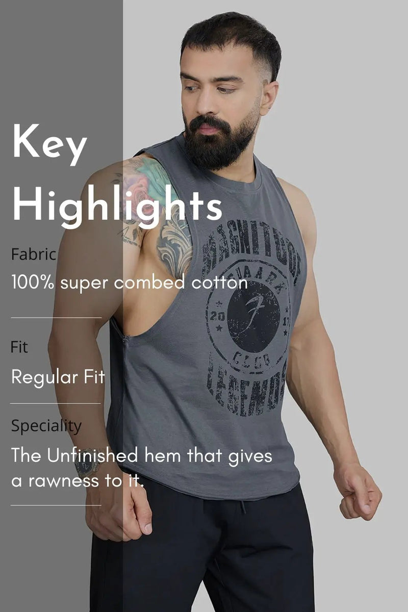 Magnitude Deep Arm Tank Grey by Fuaark Nz