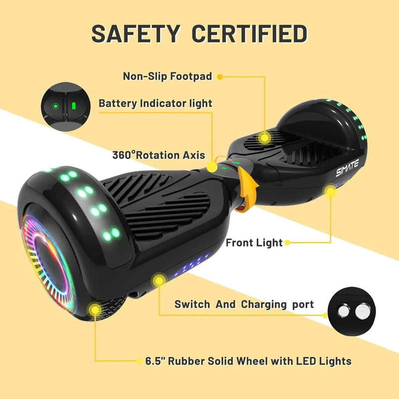 Kiwi eRide Kiwi Hoverboard Simate P6 Hoverboard Black Simate P6 Hoverboard Black