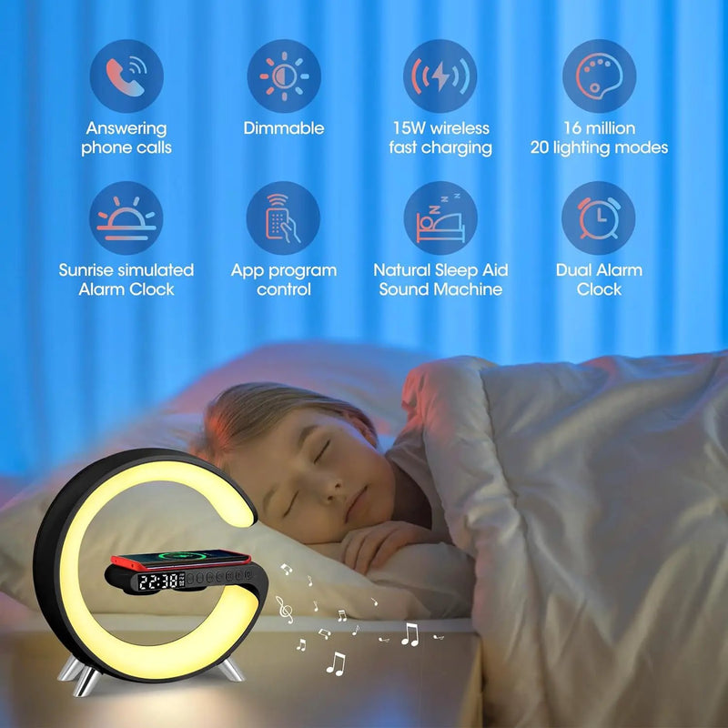 Smart Bedside Lamp with Wireless Charger Black by salelink.co.nz