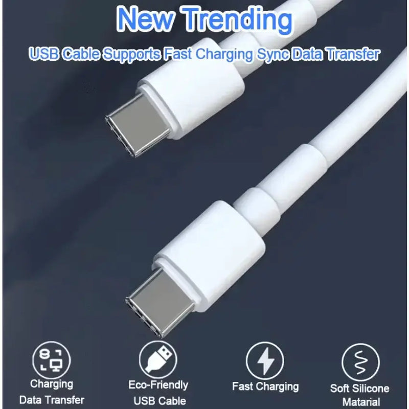techplus 5A 100W USB-C to USB-C Cable – Super Speed Fast Charging & Data Sync TechPlus 100W USB C to USB C Cable PD Fast Charging
