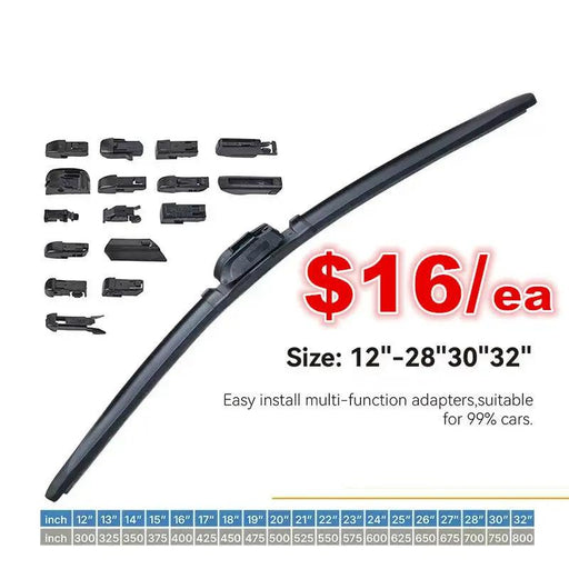 1pcs Universal Frameless Wiper Blade 28", 13 Adapators by dealonline.co.nz