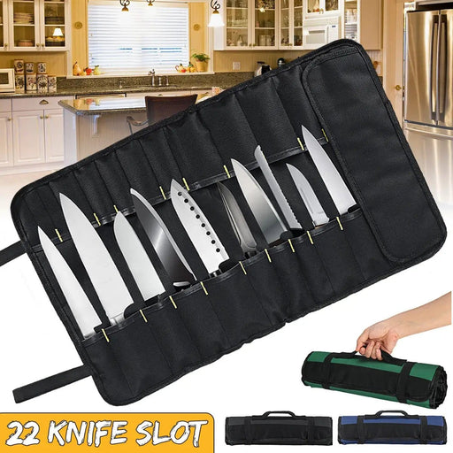 Chef Knife Bag Roll with Large Capacity for 22 Knives by Action Outdoors Limited