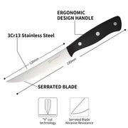 8-Piece 4.5-Inch Steak Knife Set, Carbon Steel Double Bevel, With Eco-Friendly POM Handles And Gift Box - Primary color by China Dropship