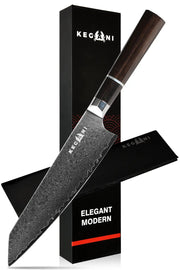 Kegani 8 Inch Japanese Kiritsuke Chef Knife, Japanese 67 Layers VG-10 Damascus Knife, Ebony FullTang Handle Natural Texture Japanese Knife Sushi Knife Gyuto Knife - Kiritsuke Chef Knife by China Dropship