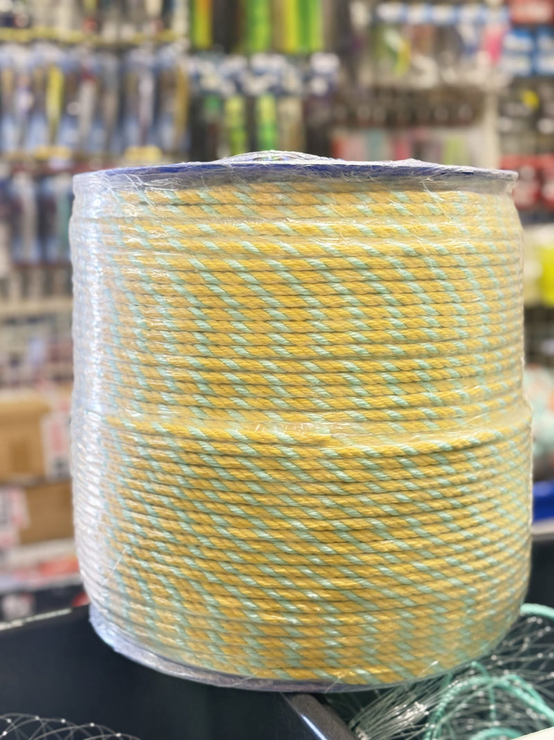 Aquatec Ropes 8MM x 500M Yellow Green Fleck Permit rope by Donaghys