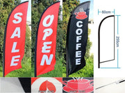 dealonline.co.nz dealonlinenz ‘OPEN’ 3.4M Cross Base/Set Commercial Feather Banner Flag Open Feather Banner Flag Set With Cross Base