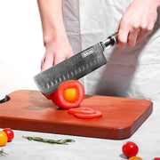 Qulajoy 7 Inch Nakiri Chef Knife,Professional Japanese 67 Layers Damascus VG-10 Steel Core,Hammered Vegetable Cutting Knife,Ergonomic Pakkawood Handle With Sheath - Santoku Knife by China Dropship
