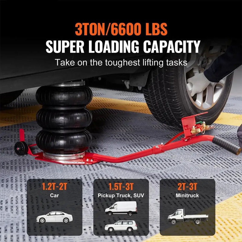 6600 LBS Triple Bag Air Lift Jack Pneumatic Vehicle Car Lifting Compressed Tool by salelink.co.nz