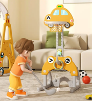 142CM Kids Basketball Hoop Stand Height Adjustable Water Base - Yellow by dealonline.co.nz