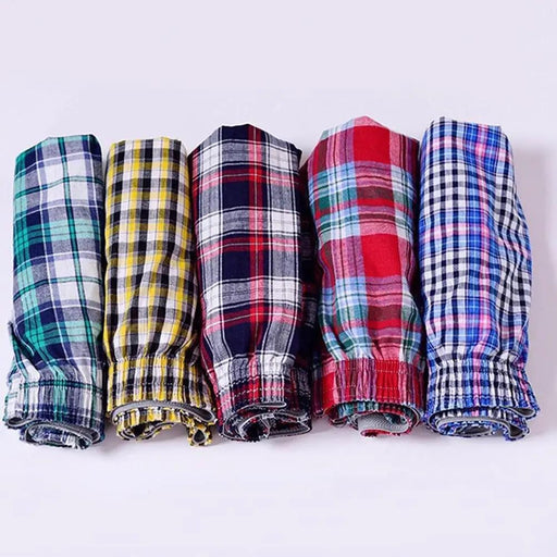 Men's Cotton Plaid Boxer Shorts - Elastic Waist | Breathable Underwear | Assorted Colours | M–3XL by Mead's Supply & Equipment Outfitters limited
