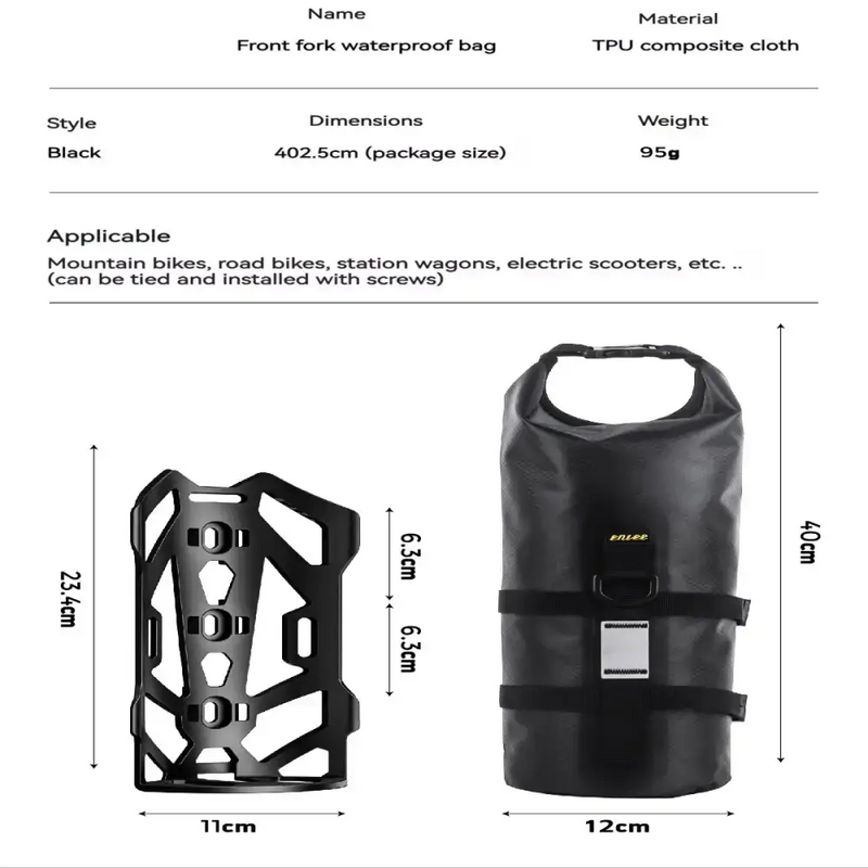 5L Waterproof Bike Front Fork Bag by Habicare