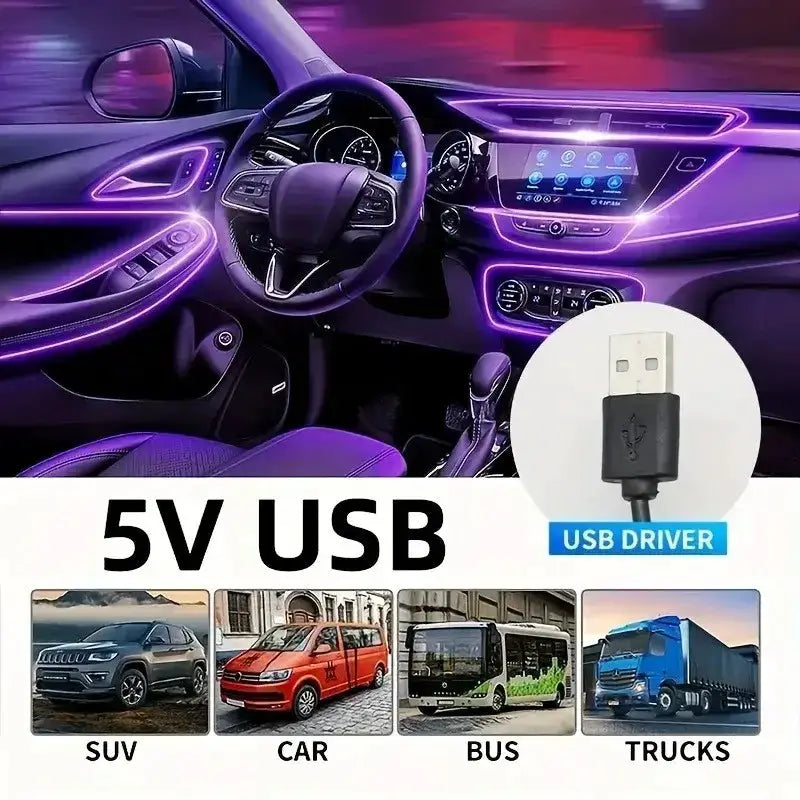 5M USB LED Neon Car Interior Light (7 colours available) by Habicare
