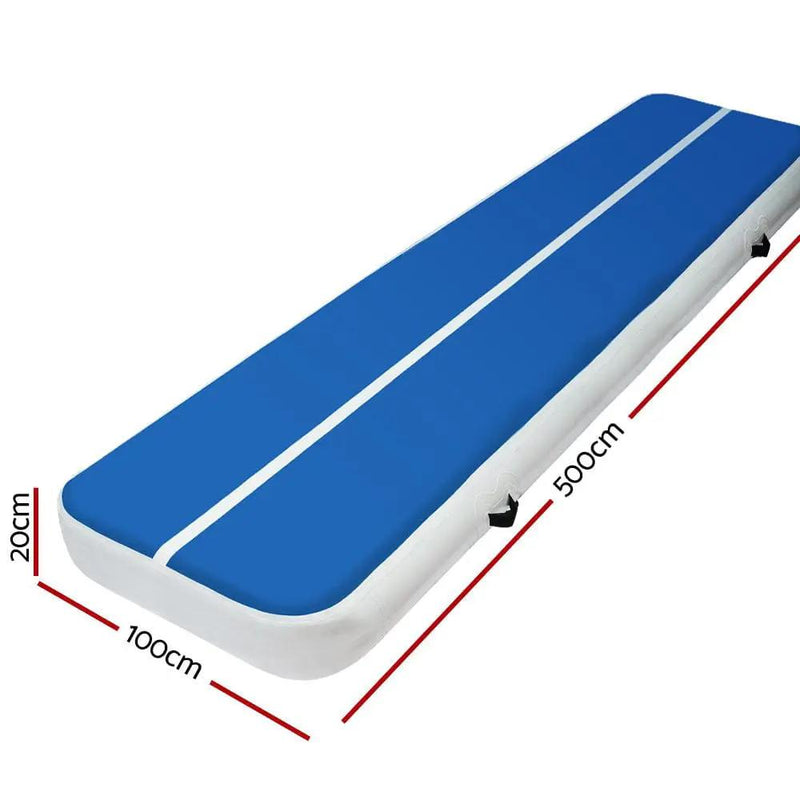 5m x 1m Inflatable Air Track Mat 20cm Thick Gymnastic Tumbling Blue And White by SportZone.co.nz