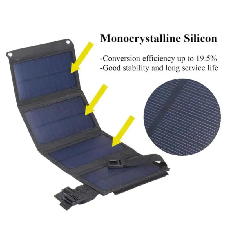 5W Foldable Solar Panel - 5V USB Output by 9eight5