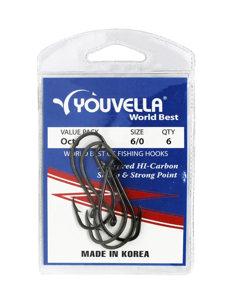 Youvella Octy Hooks 6/0 (6 per pack) by NZ Diver