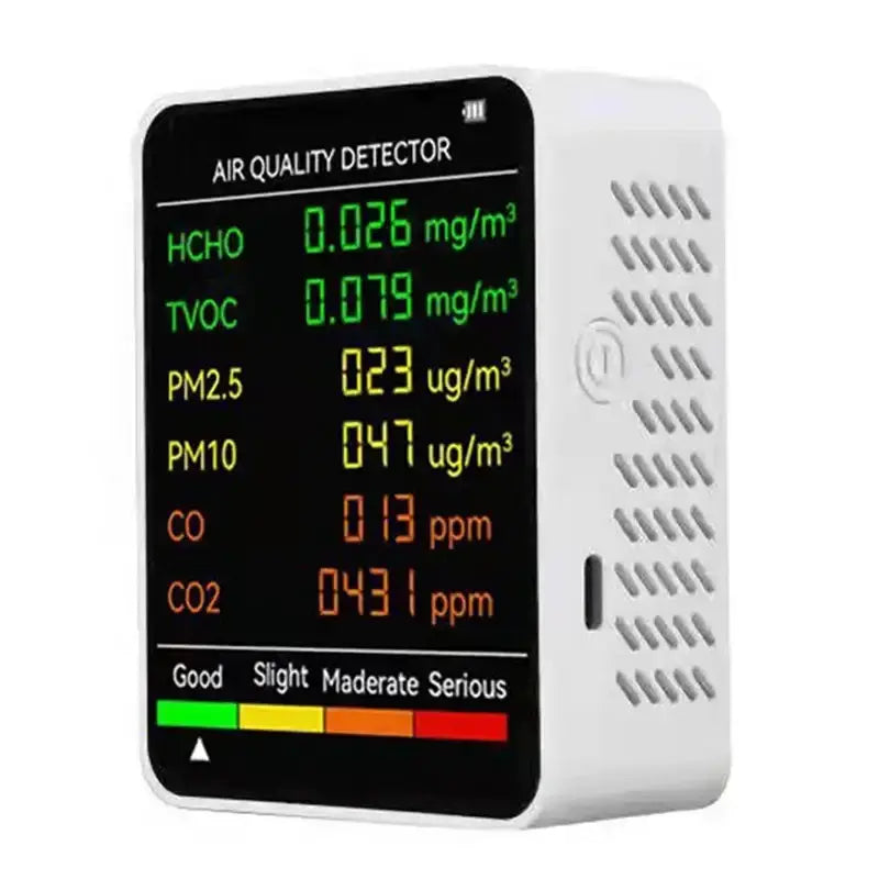 6-in-1 Air Quality Detector – PM2.5, PM10, HCHO, TVOC, CO, CO2 Monitor by Habicare