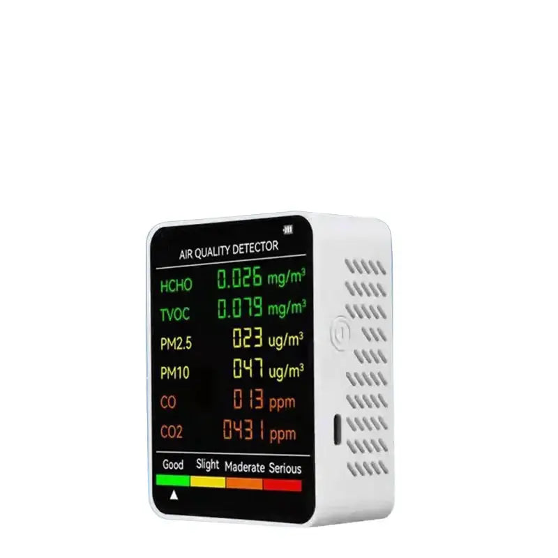 6-in-1 Air Quality Detector – PM2.5, PM10, HCHO, TVOC, CO, CO2 Monitor by Habicare