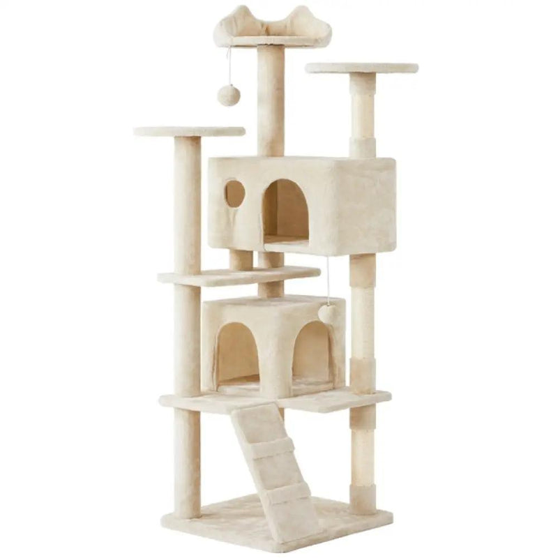 Cat Tree Cat Tower w/ Condos & Dangling Balls & Scratching Posts & Platforms by Yaheetech
