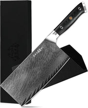 Kegani Meat Cleaver Knife 7 Inch - Damascus 73 Layers AUS-10 Steel Core Butcher Knife - G10 Handle Chinese Knife With Gift Box & Sheath - Meat Cleaver Knife-Silver Knight Series by China Dropship