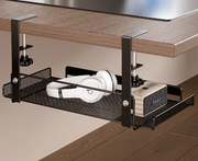 Under Desk Cable Management Tray No Drill, Metal Mesh Cable Tray with Clamp by salelink.co.nz