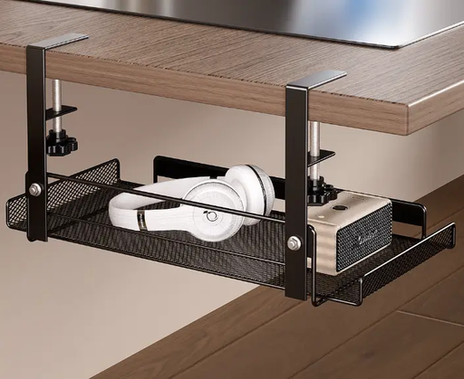 Under Desk Cable Management Tray No Drill, Metal Mesh Cable Tray with Clamp by salelink.co.nz